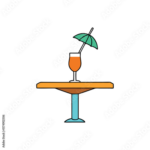 A tropical cocktail with an umbrella on a small table