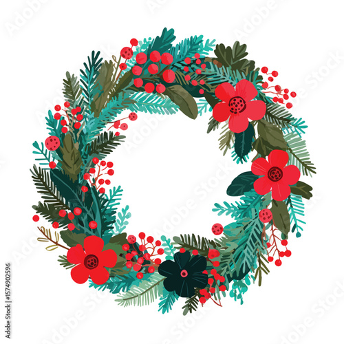 christmas wreath vector illustration