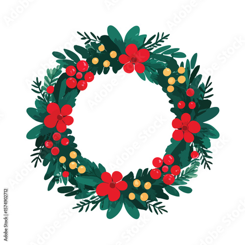 christmas wreath vector illustration