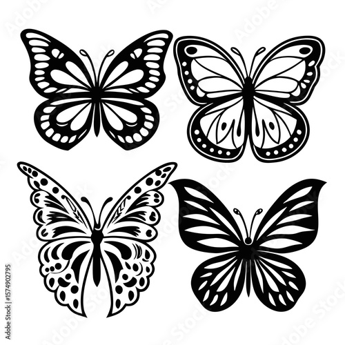 Artistic Flutter: An artistic collection of butterfly illustrations, each with unique wing patterns, set against a clean backdrop, symbolizing metamorphosis and beauty. 