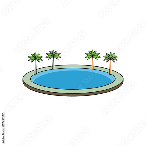 A refreshing swimming pool surrounded by palm trees