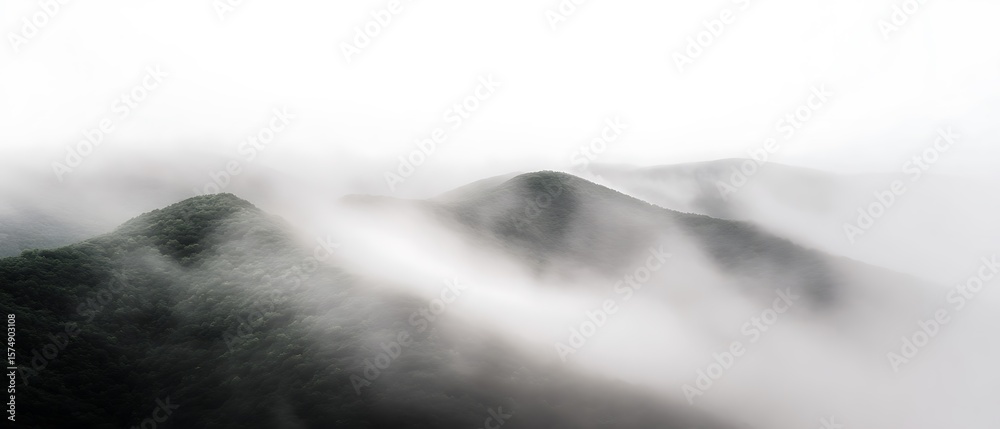 Obraz premium Misty mountains shrouded in thick fog