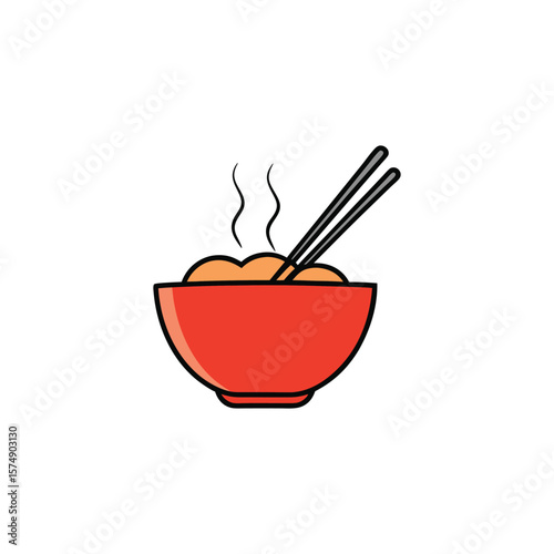 A steaming bowl of noodles with chopsticks