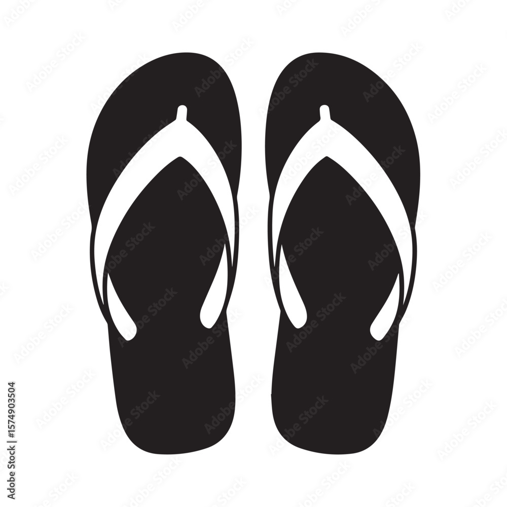 Black and white flip flops summer footwear graphic illustration Black and white flip flops summer footwear graphic illustration