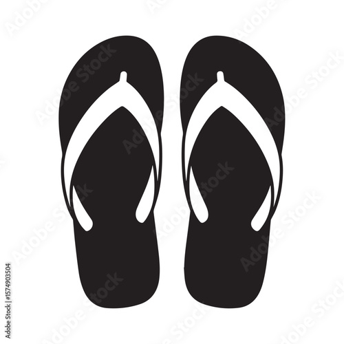 Black and white flip flops summer footwear graphic illustration