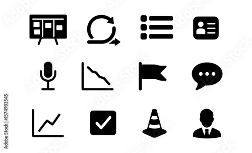 Agile project management icons for efficient team collaboration