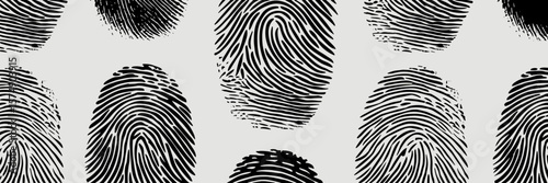 Black ink fingerprint textures on white background – Perfect for security graphics, identity themes, or background design elements