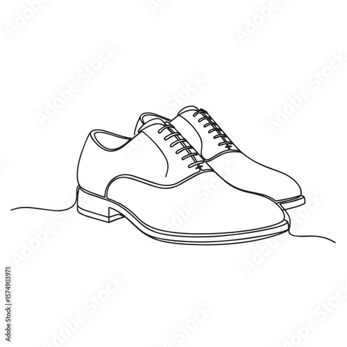Elegant oxford shoes continuous line drawing minimalist footwear illustration