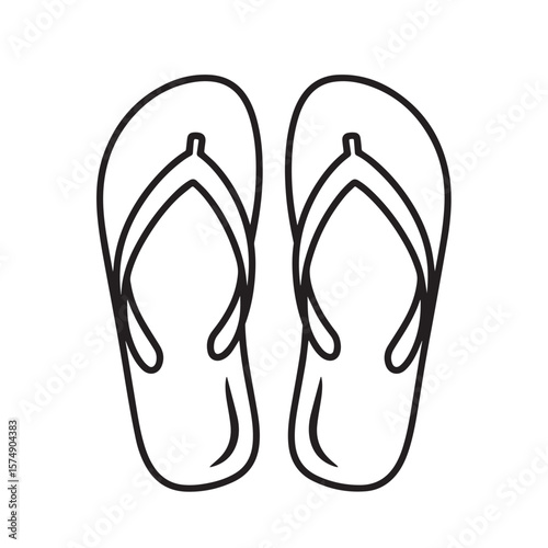 Simple outline style illustration of flip flops summer footwear design element