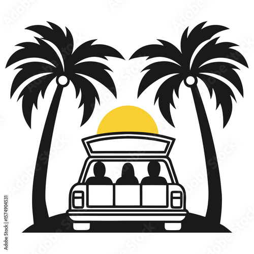 Summer Road Trip Beach Vacation with Palm Trees and Sunshine