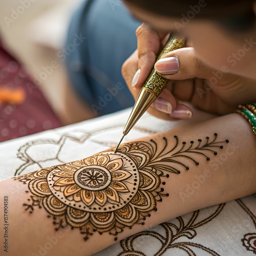 close up of henna being applied with motion blur
