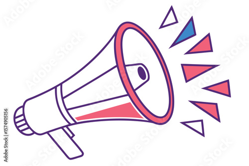 Megaphone Icon with Geometric Triangle Emission loudspeaker
