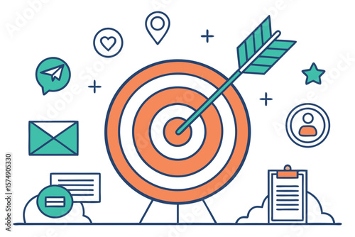 Target with Arrow and Icons Illustration bullseye goal
