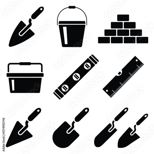 Construction tools and materials trowel bucket
