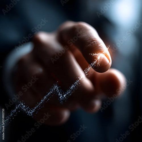 Hand Touching Glowing Digital Growth Chart