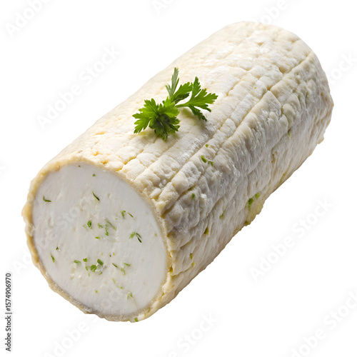 Goat Cheese Log Isolated on White Background
