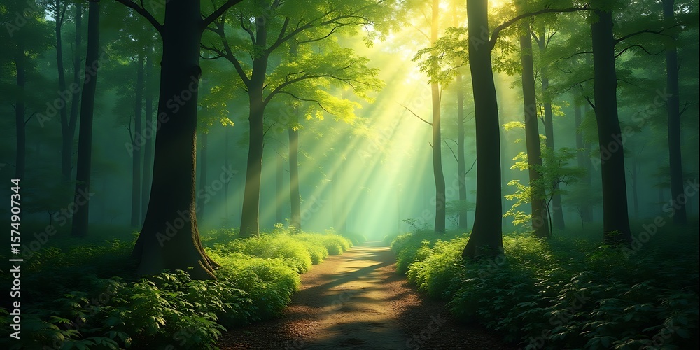 Obraz premium Bioluminescent-Like Forest Moment