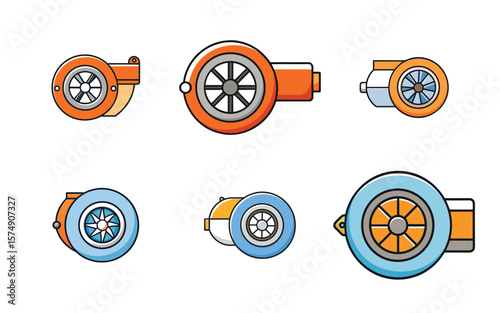 Turbocharger Designs Collection Various Styles and Colors