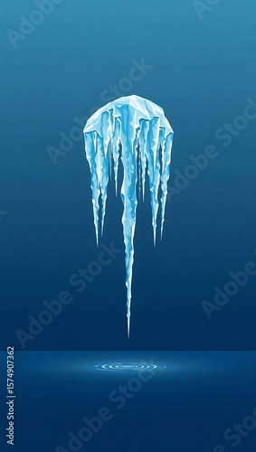 Stunning Icicle Illustration Winter's Frozen Beauty, Crystal Clear Ice Formation