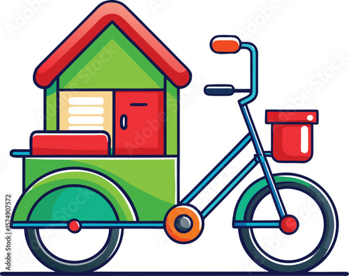 Colorful House Shaped Bike Cart Delivery Service