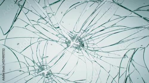 Glass shattering animation with cracked surface and fracture effects. concept of breaking glass, visual explosion, impact effect.