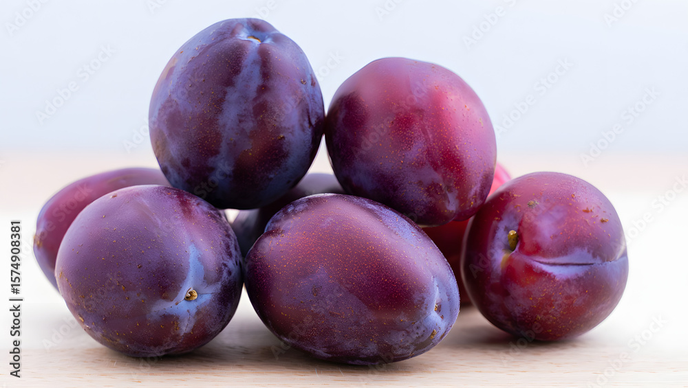 Obraz premium fresh plums on white background