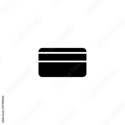 Depiction of a rectangular card with rounded corners and two horizontal lines detail, isolated view