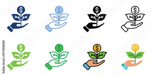 Investment Icons Set Vector Multiple Style Collection