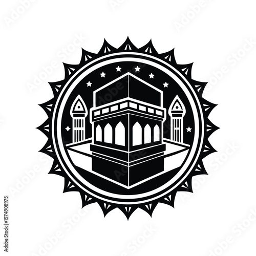 Kaaba Vector Emblem – Islamic Sacred Mosque Symbol in Black Silhouette
