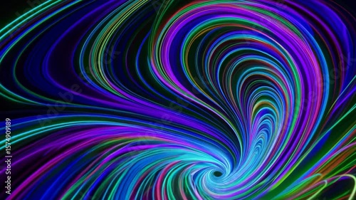 A swirling vortex of vibrant colors, featuring shades of blue, purple, and green, creating a mesmerizing abstract pattern.