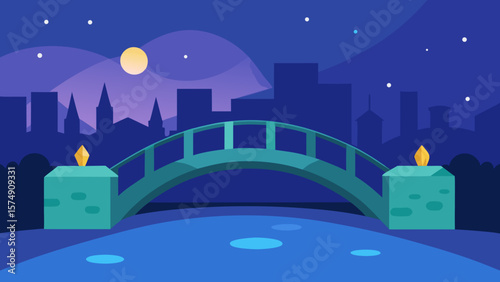 Christmas night in the city with a starry sky and illuminated buildings creates a festive urban landscape illustration