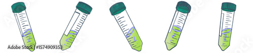 Colorful Science Centrifuge Tubes with Green Gradient Liquid and Fun Hand-Drawn Style