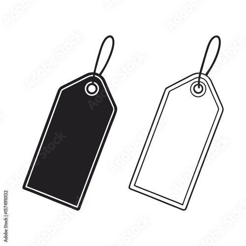 Black and white price tags label blank