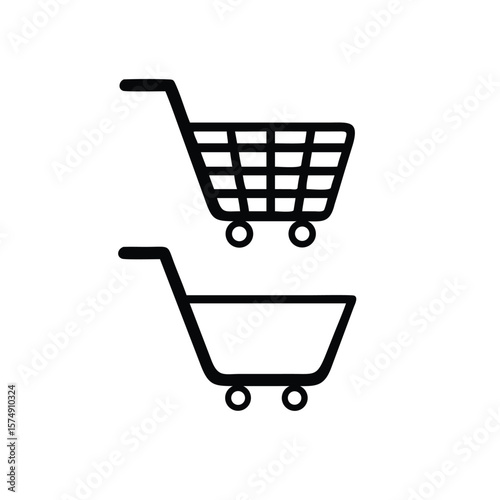 Black and white shopping carts trolley commerce