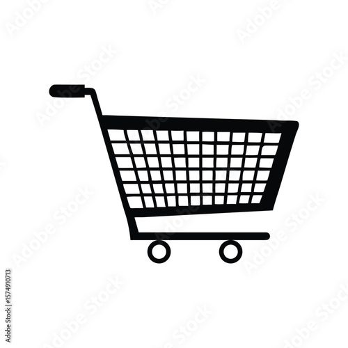 Black shopping cart with wheels and handle grocery cart