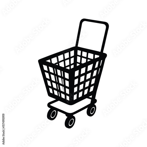 Black shopping cart with wheels trolley basket