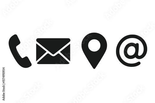 Icons for contact information on a business card set against a grey background