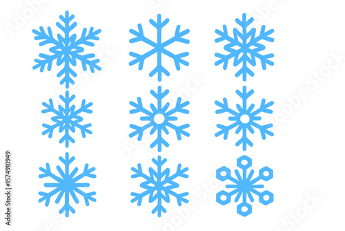 Vector illustration of a snowflake on an isolated frost background, part of a collection of isolated snowflakes, serving as a Christmas icon