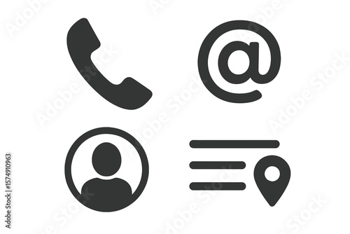 Vector illustration of business card icon set and contact information icon