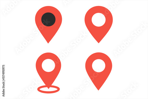 Map marker pointer icon set, GPS location symbol collection, Location pin icon, Map pin place marker, Location icon, in flat style -  vector