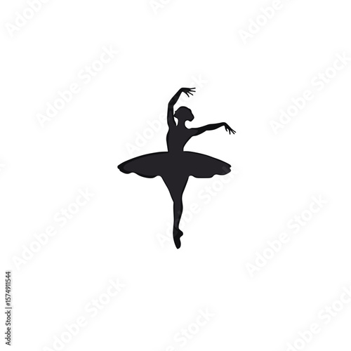 Minimalist silhouette of a ballerina in an elegant pose, highlighting grace and artistry