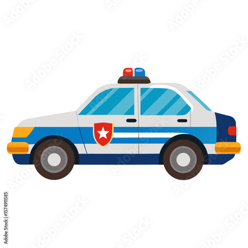 police car isolated on white