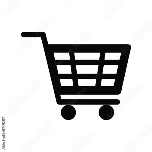 Simple black shopping cart icon trolley basket