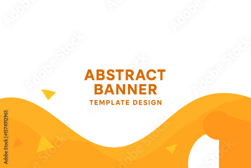 A modern geometric banner template with an abstract gradient design, featuring yellow, orange, and white colors, is suitable for advertising and promotional purposes on social media posts, blogs