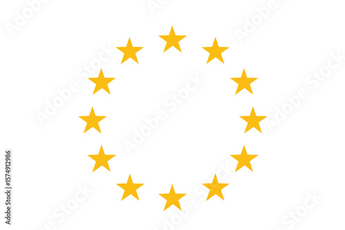 The EU's wreath of stars is depicted in isolation on a white background as a vector illustration in EPS10 format