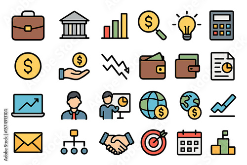 x48 Pixel Perfect icons are available for Business and Financial purposes, featuring Flat Color Vector designs suitable for various uses including Website, Application, Printing, Document, and Poster