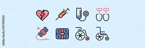 Medical emergency icon set for healthcare applications