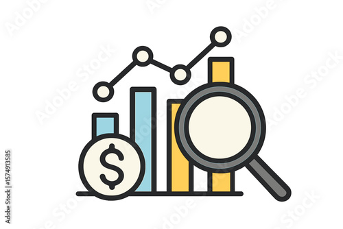 View financial analytics or metrics research line art vector icon for finance apps and websites’ becomes ‘Observe financial data analysis or research metrics line art vector icon for financial