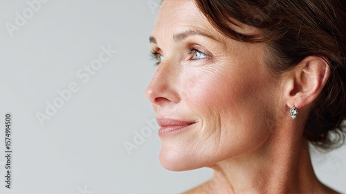 Woman with Natural Wrinkles and Radiant Skin, Botox Treatment for Anti-Aging, Beauty and Wellness Stock Image for Aesthetic and Skincare Themes

