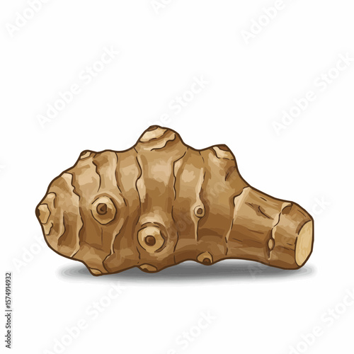 Unique ginger root resting on a smooth surface showcasing its intricate texture and natural shapes